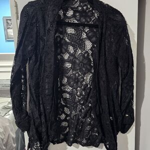 Elegant Black Lace Women's Sweater